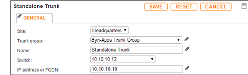 Summary of Standalone Trunk page, general tab